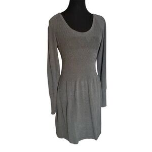 PRANA Grey Sweater Dress Knit Scoop Neck Long Sleeve Size Medium *Flaw*